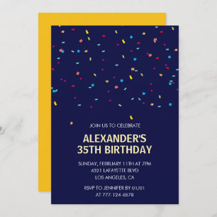 35th birthday invitations Men Confetti Modern