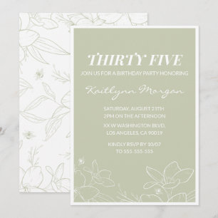 35th birthday invitations Modern Floral Elegant