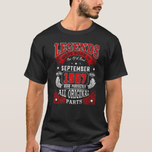 35th Birthday  Legends Born In September 1987 35 Y T-Shirt