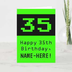 35th Birthday: Nerdy / Geeky Style "35" and Name Card