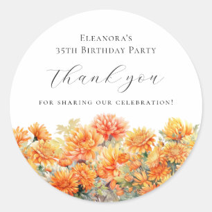 35th Birthday November Birth Flower Thank You Classic Round Sticker