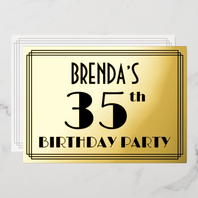35th Birthday Party — Art Deco Look “35” + Name (Front/Back)