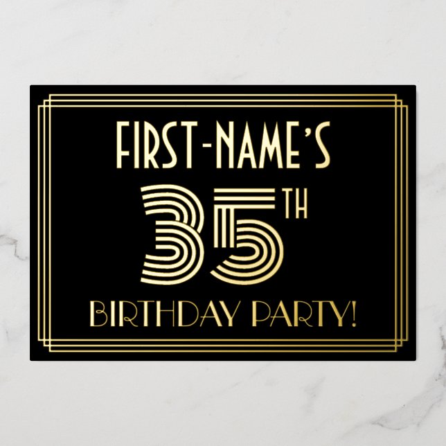 35th Birthday Party — Art Deco Style “35” + Name (Front)