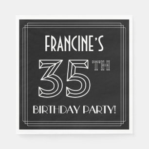 35th Birthday Party: Art Deco Style + Custom Name Napkin