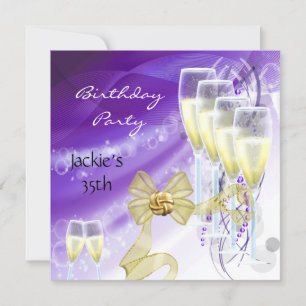 35th Birthday Party Elegant Purple Gold Invitation