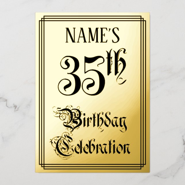 35th Birthday Party — Elegant Script + Custom Name (Front)