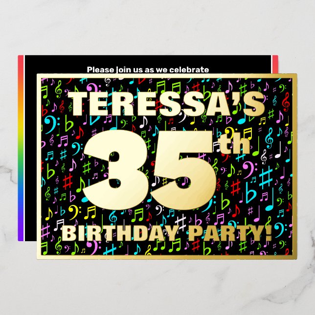 35th Birthday Party — Fun, Colourful Music Symbols (Front/Back)