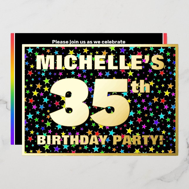 35th Birthday Party — Fun, Colourful Stars Pattern (Front/Back)