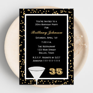 35th Birthday Party Invitation 35 and Confetti