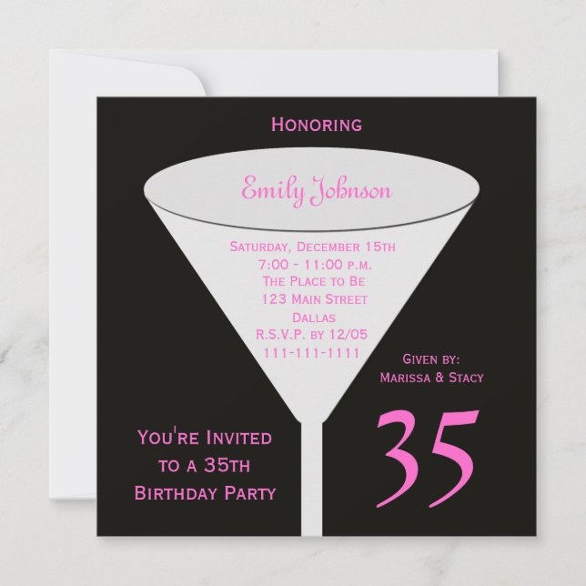 35th Birthday Party Invitation 35th Toast (Front)