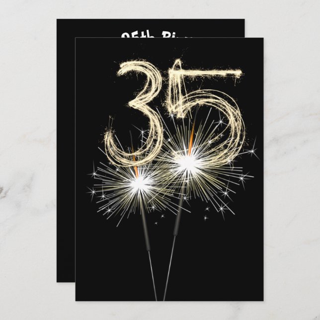 35th Birthday Party Sparkler   Invitation (Front/Back)