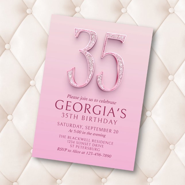 35th Birthday Pink Diamonds Invitation (Creator Uploaded)