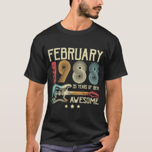 35th Birthday Retro Guitar  February 1988 35 Years T-Shirt