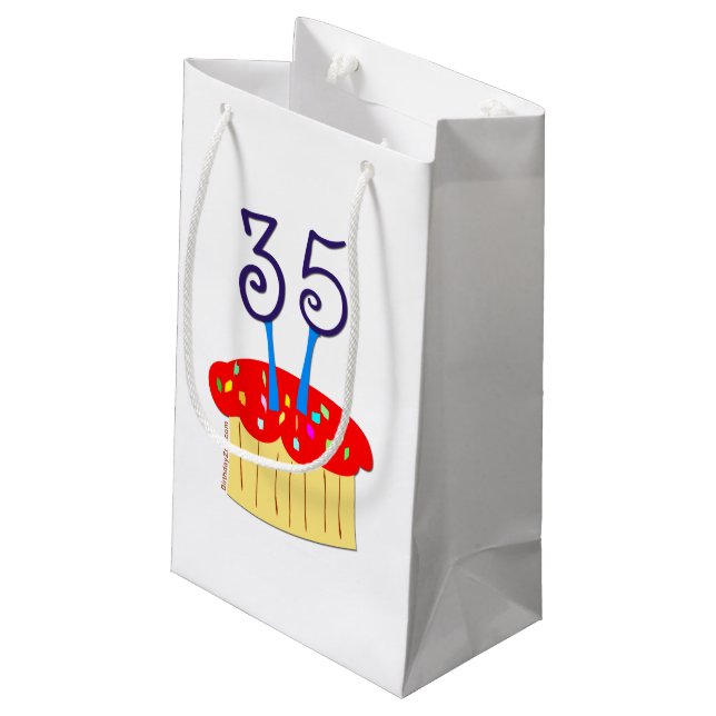 35th Birthday Small Gift Bag (Back Angled)