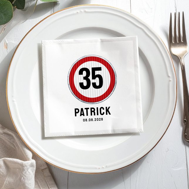 35th Birthday Speed Limit Sign - ANY AGE Napkin (Creator Uploaded)