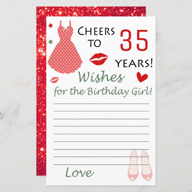 35th Birthday Wishes for the birthday girl (Front/Back)