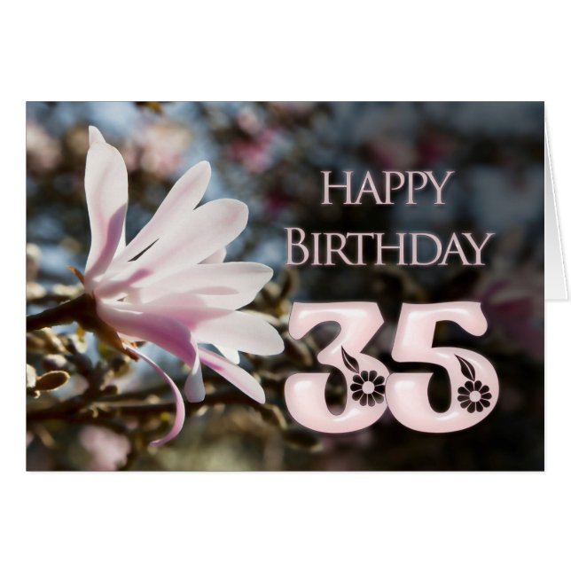 35th Birthday with magnolia (Front Horizontal)