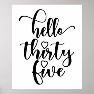 35th Birthday Women Hello 35 Cute 35 Years Old Poster