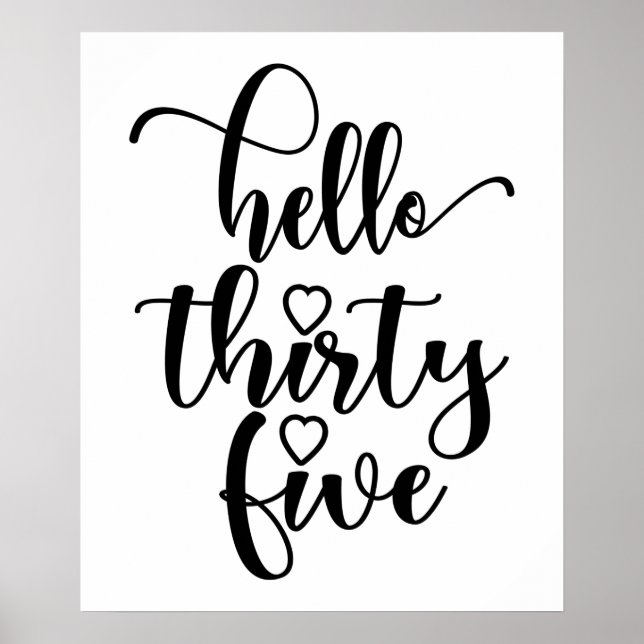 35th Birthday Women Hello 35 Cute 35 Years Old Poster (Front)