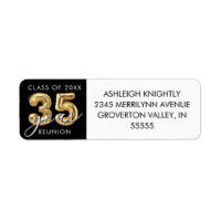 35th Class Reunion Black Gold Balloon Numbers