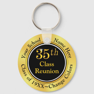 35th Class Reunion Gifts, Black and Gold Key Ring