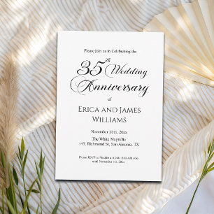 35th Coral Wedding Anniversary Elegant Script Invitation