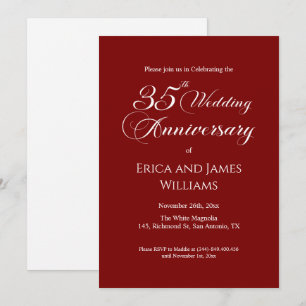 35th Coral Wedding Anniversary Elegant Script Invitation