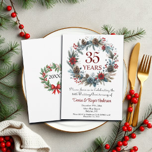 35th Coral Wedding Anniversary Winter Invitation