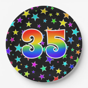 35th Event: Bold, Fun, Colorful Rainbow 35 Paper Plate