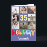 35th Happy Birthday Photo Collage Modern Card<br><div class="desc">35th Happy Birthday Photo Collage Modern Card with personalised name. For further customisation,  please click the "Customise it" button and use our design tool to modify this template.</div>