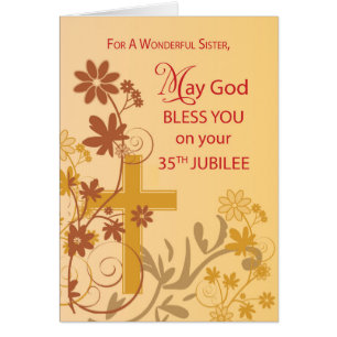 35th Jubilee Anniversary Nun Cross, Swirls, Flower