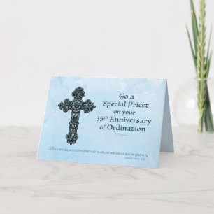 35th Ordination Anniversary Priest, Ornate Cross Card