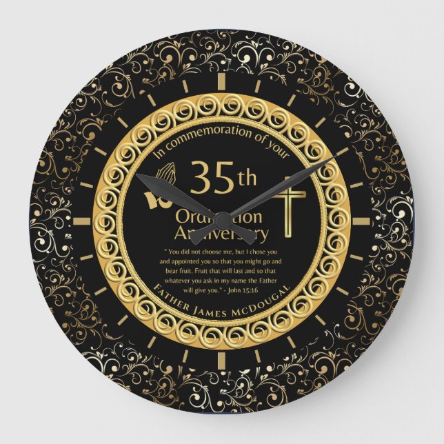 35TH Ordination Anniversary Priest PERSONALIZED  Large Clock (Front)