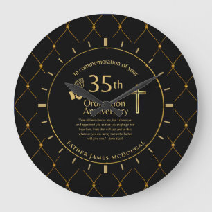 35TH Ordination Anniversary Priest PERSONALIZED  Large Clock