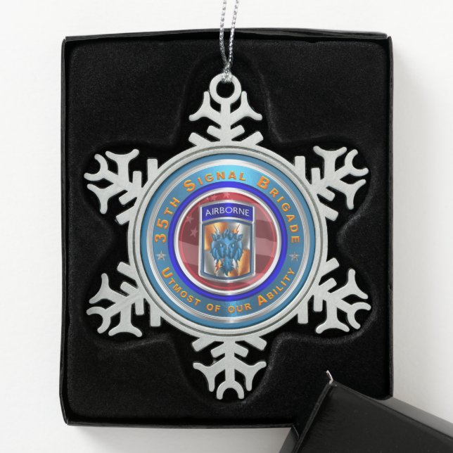 35TH SIGNAL BRIGADE  SNOWFLAKE PEWTER CHRISTMAS ORNAMENT (Box)