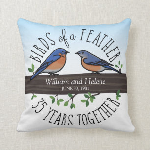 35th Wedding Anniversary, Bluebirds of a Feather Cushion