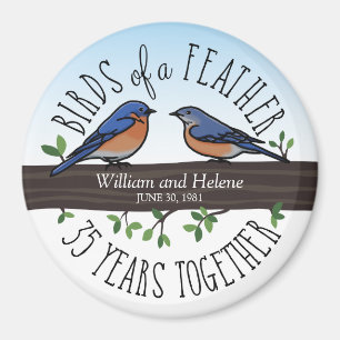 35th Wedding Anniversary, Bluebirds of a Feather Magnet