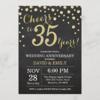 35th Wedding Anniversary Chalkboard Black and Gold