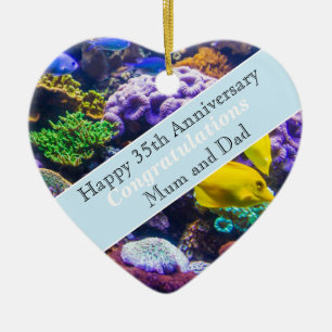 35th Wedding Anniversary Coral Ceramic Ornament