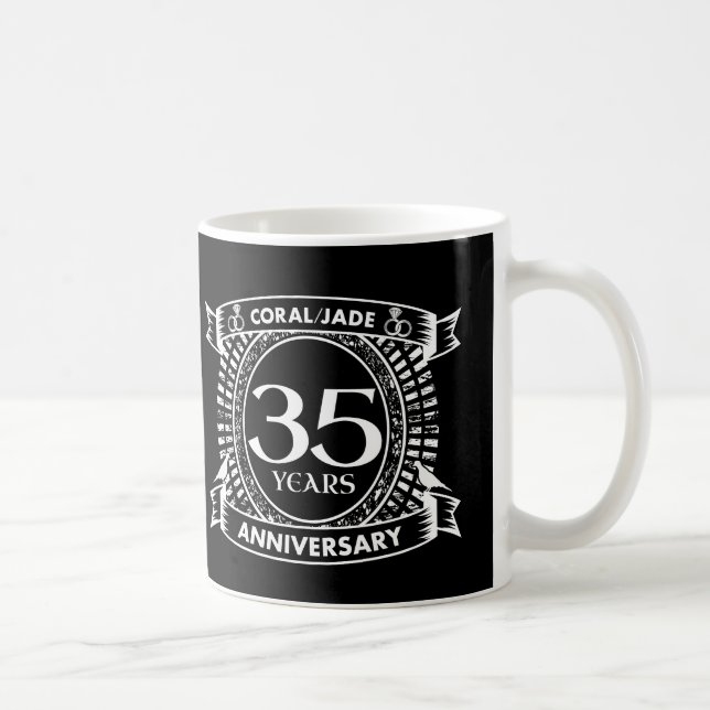 35th wedding anniversary Coral Jade crest Coffee Mug (Right)