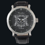 35th wedding anniversary Coral Jade crest Watch<br><div class="desc">A romantic design to celebrate your 35th year of marriage. If you would like any help customising this design please contact me, their is an ask this designer button, just below this text. This thirty fifth, 35 years wedding anniversary crest has the text coral / jade as that is the...</div>