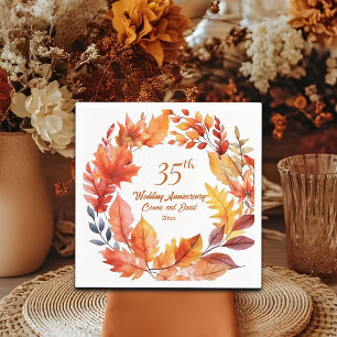 35th Wedding Anniversary Fall Floral Napkin