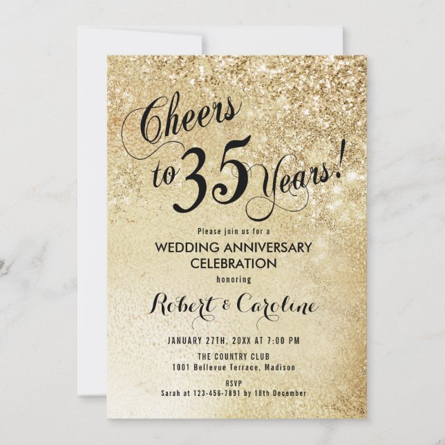 35th Wedding Anniversary Gold Invitation (Front)