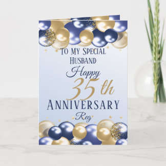 35th Wedding Anniversary Husband Navy Gold Card