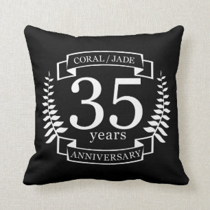 35th Wedding ANNIVERSARY JADE / CORAL Cushion