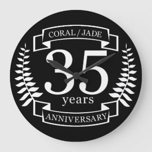 35th Wedding ANNIVERSARY JADE / CORAL Large Clock