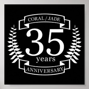35th Wedding ANNIVERSARY JADE / CORAL Poster