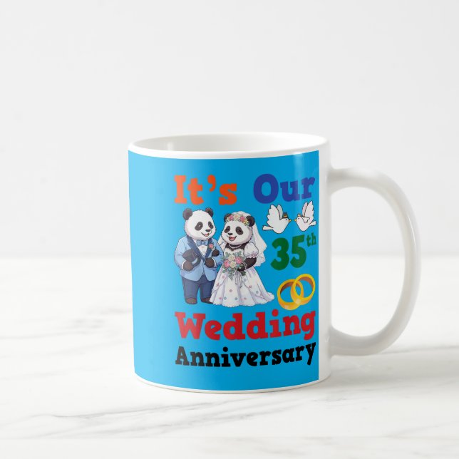 35th Wedding Anniversary Panda Couples Together Coffee Mug (Right)