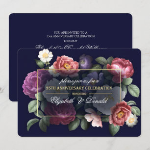 35th Wedding Anniversary Party Vintage Floral Invitation