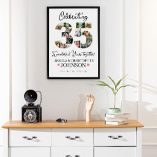 35th Wedding Anniversary Photo Collage party Sign
